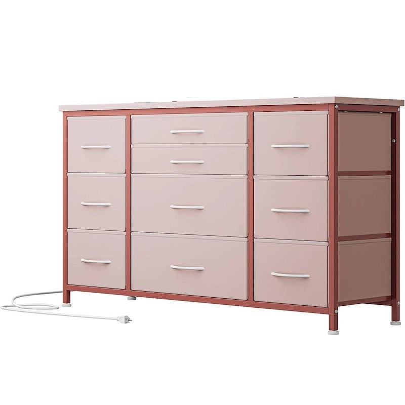 Cassettiera in tessuto a 10 cassetti con ciabatta, per 1 persona – Grigio / Rosa / Marrone / Nero / Antracite