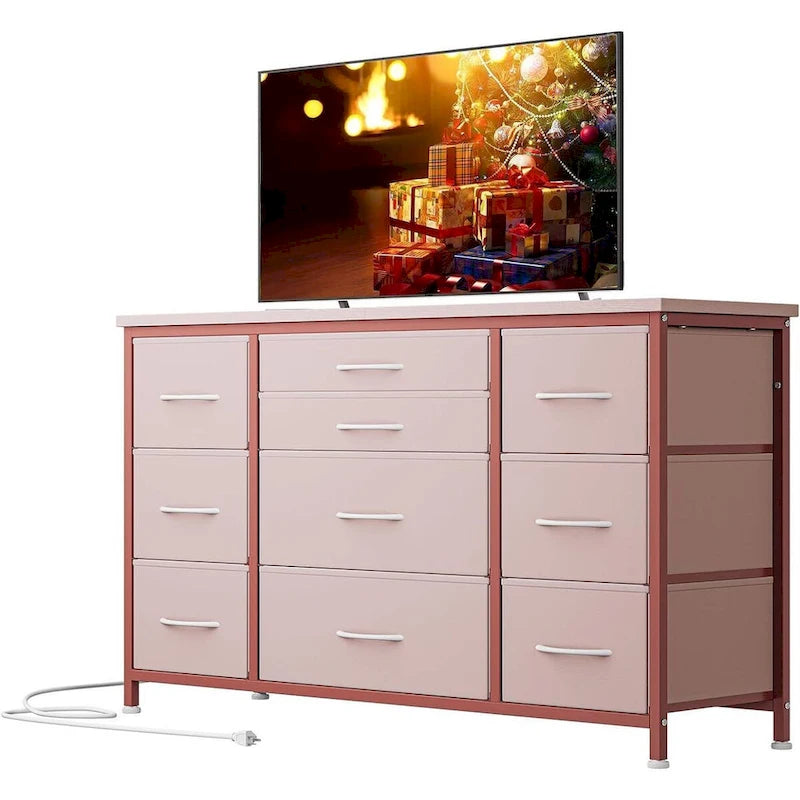 Cassettiera in tessuto a 10 cassetti con ciabatta, per 1 persona – Grigio / Rosa / Marrone / Nero / Antracite