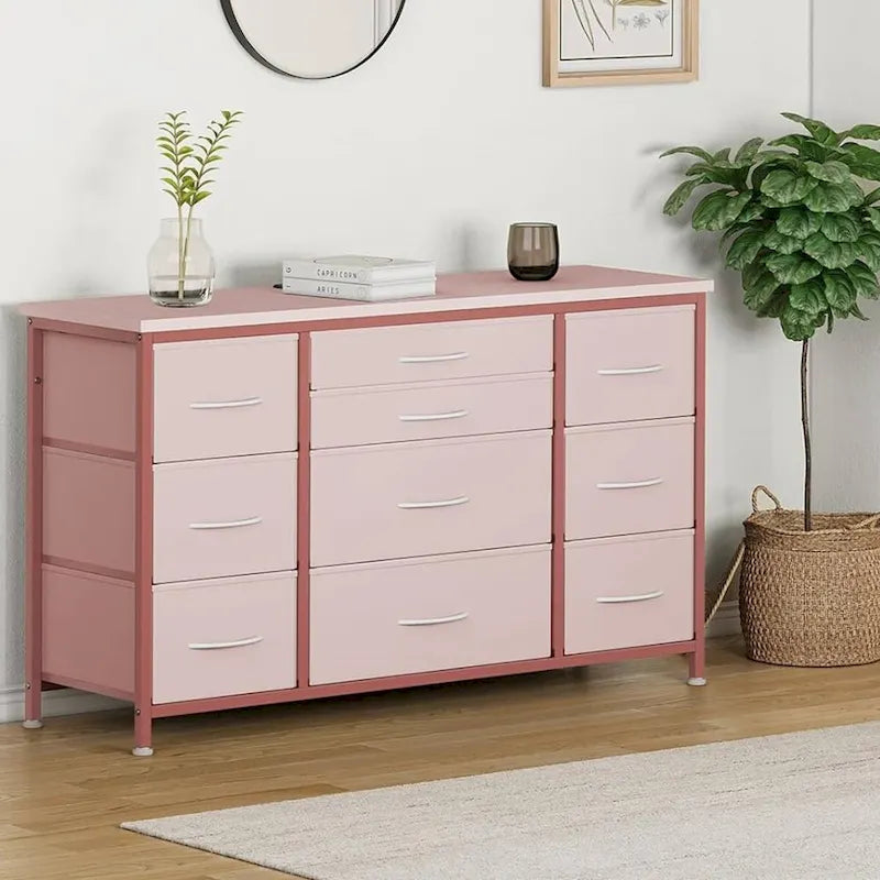 Cassettiera in tessuto a 10 cassetti con ciabatta, per 1 persona – Grigio / Rosa / Marrone / Nero / Antracite