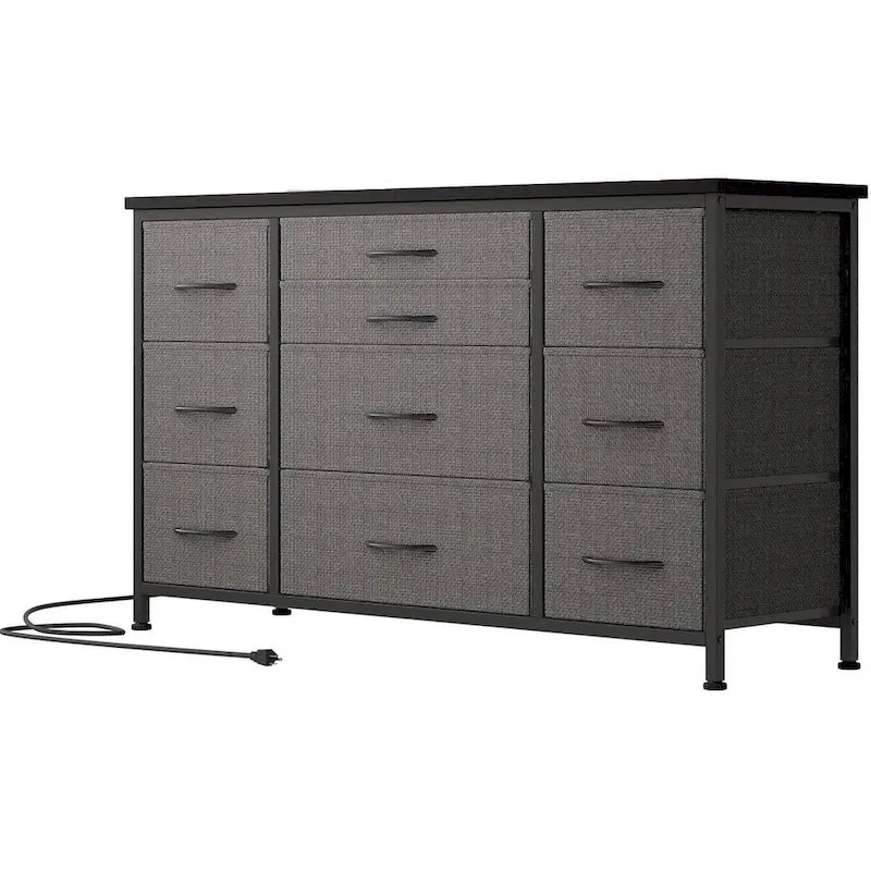 Cassettiera in tessuto a 10 cassetti con ciabatta, per 1 persona – Grigio / Rosa / Marrone / Nero / Antracite