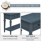 Consolle retrò Blu marino/Espresso/Grigio slavato/Bianco antico, 3 cassetti e ripiano aperto, 127 cm