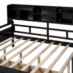 Divano letto in legno a grandezza naturale con 2 cassetti e ripiano – Bianco / Espresso / Grigio, adatto a sedere o dormire 1 persona