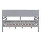 Divano letto in legno a grandezza naturale con 2 cassetti e ripiano – Bianco / Espresso / Grigio, adatto a sedere o dormire 1 persona
