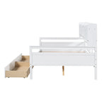 Divano letto in legno a grandezza naturale con 2 cassetti e ripiano – Bianco / Espresso / Grigio, adatto a sedere o dormire 1 persona