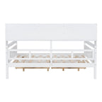 Divano letto in legno a grandezza naturale con 2 cassetti e ripiano – Bianco / Espresso / Grigio, adatto a sedere o dormire 1 persona