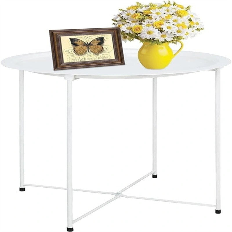 Tavolino pieghevole in metallo grigio/bianco/rosa/viola con vassoio rimovibile, monouso
