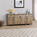 Oxford Farmhouse Rustic Oak Four-Door Credenza File Cabinet - 64.7 W x 15.8 D x 29.7 H
