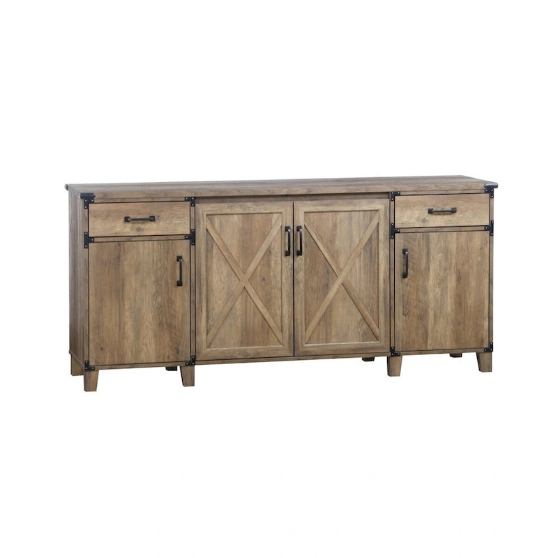 Credenza in rovere rustico a 4 ante con schedario, 1 persona