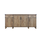 Credenza in rovere rustico a 4 ante con schedario, 1 persona