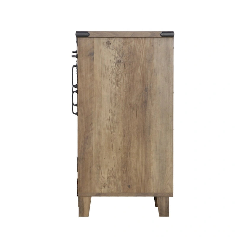 Credenza in rovere rustico a 4 ante con schedario, 1 persona