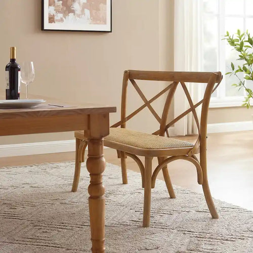 Panca X-Back in Rattan Antico Marrone, 2 Posti