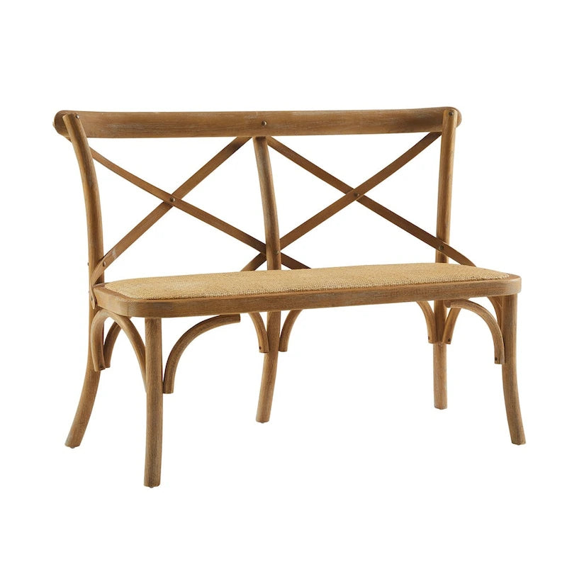 Panca X-Back in Rattan Antico Marrone, 2 Posti