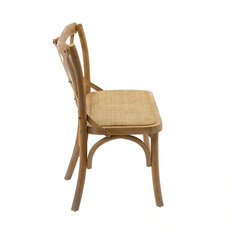 Panca X-Back in Rattan Antico Marrone, 2 Posti