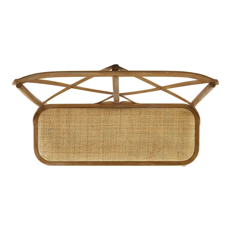Panca X-Back in Rattan Antico Marrone, 2 Posti