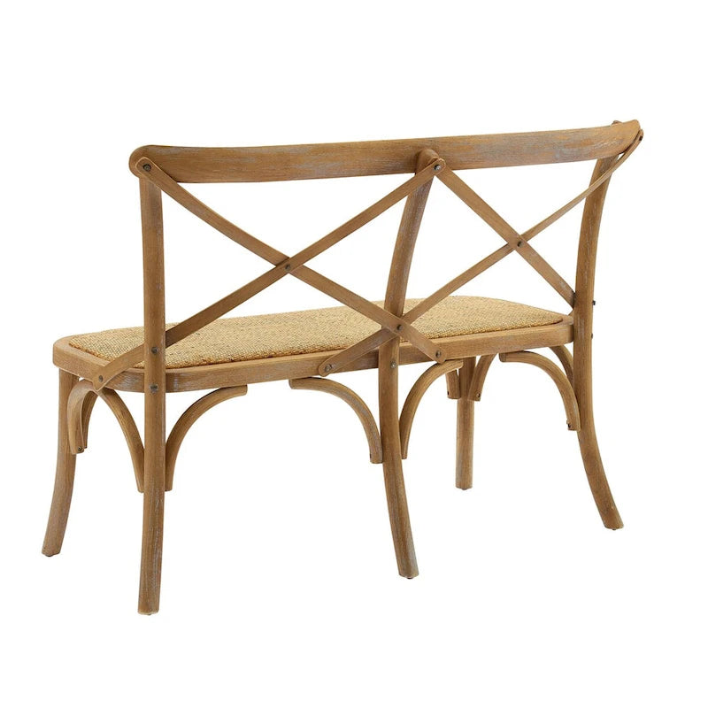 Panca X-Back in Rattan Antico Marrone, 2 Posti