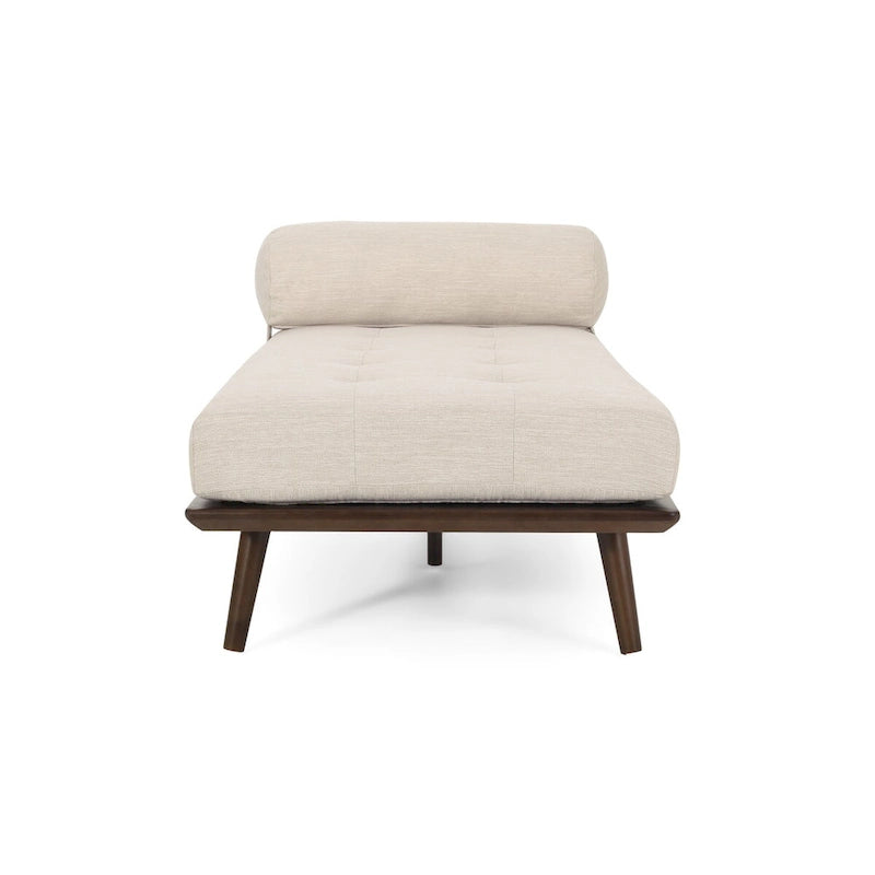 Chaise longue singola metà secolo in Carbone/Blu Navy/Beige con cuscino a rullo