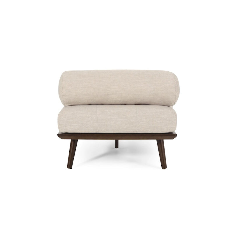 Chaise longue singola metà secolo in Carbone/Blu Navy/Beige con cuscino a rullo