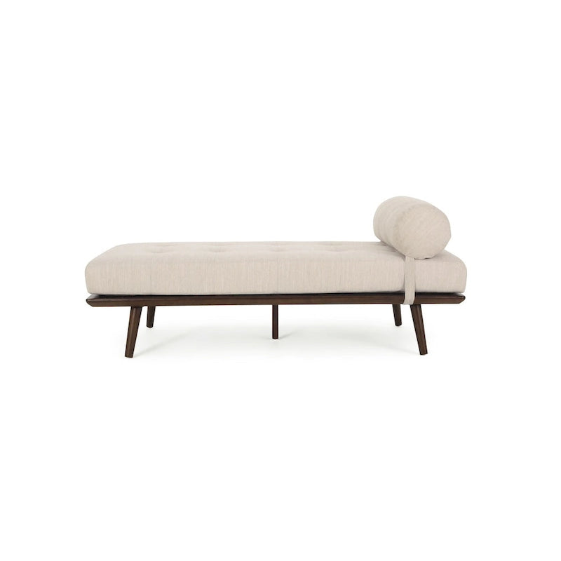 Chaise longue singola metà secolo in Carbone/Blu Navy/Beige con cuscino a rullo