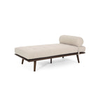 Chaise longue singola metà secolo in Carbone/Blu Navy/Beige con cuscino a rullo