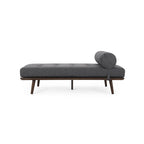 Chaise longue singola metà secolo in Carbone/Blu Navy/Beige con cuscino a rullo