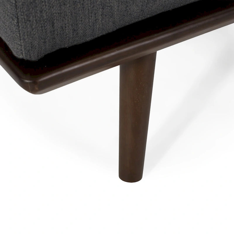 Chaise longue singola metà secolo in Carbone/Blu Navy/Beige con cuscino a rullo