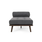 Chaise longue singola metà secolo in Carbone/Blu Navy/Beige con cuscino a rullo