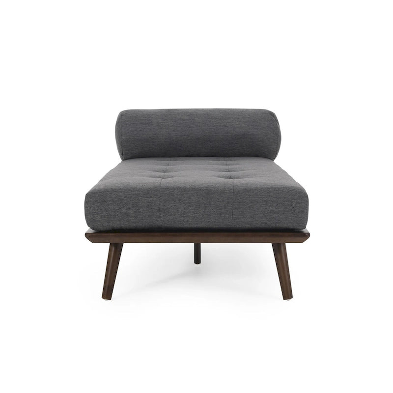 Chaise longue singola metà secolo in Carbone/Blu Navy/Beige con cuscino a rullo