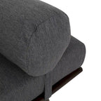 Chaise longue singola metà secolo in Carbone/Blu Navy/Beige con cuscino a rullo