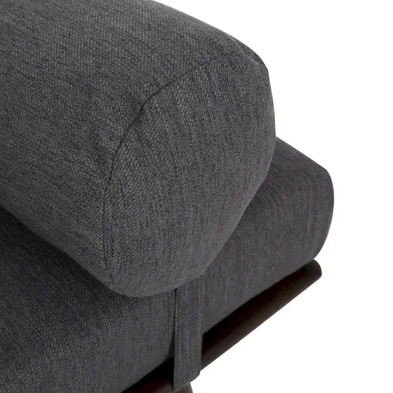 Chaise longue singola metà secolo in Carbone/Blu Navy/Beige con cuscino a rullo