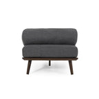 Chaise longue singola metà secolo in Carbone/Blu Navy/Beige con cuscino a rullo