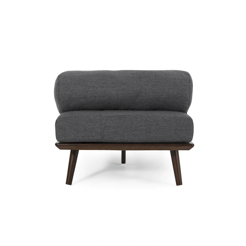 Chaise longue singola metà secolo in Carbone/Blu Navy/Beige con cuscino a rullo