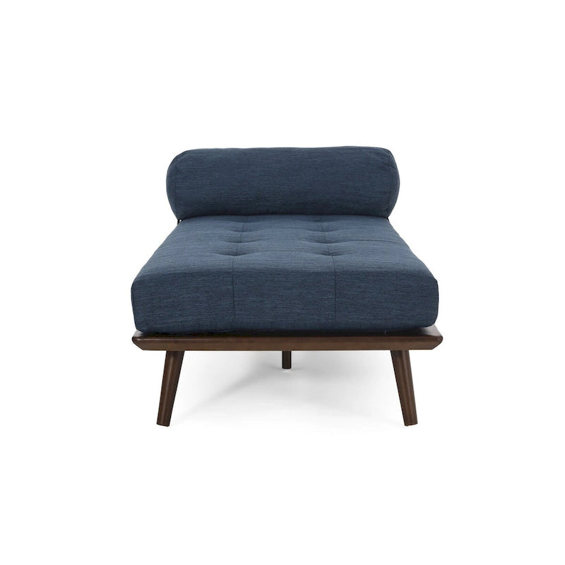 Chaise longue singola metà secolo in Carbone/Blu Navy/Beige con cuscino a rullo