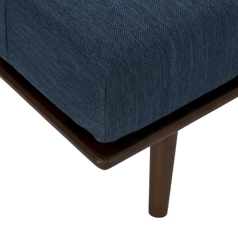 Chaise longue singola metà secolo in Carbone/Blu Navy/Beige con cuscino a rullo