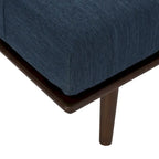 Chaise longue singola metà secolo in Carbone/Blu Navy/Beige con cuscino a rullo