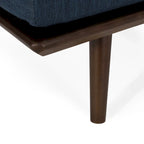 Chaise longue singola metà secolo in Carbone/Blu Navy/Beige con cuscino a rullo