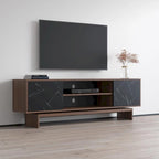 Noce/Bianco e nero, mobile TV moderno, adatto per TV fino a 80"