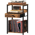 Supporto marrone per giradischi con contenitore per vinili, piano in MDF, monoposto, 40x30x70 cm