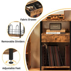 Supporto marrone per giradischi con contenitore per vinili, piano in MDF, monoposto, 40x30x70 cm