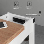 Tavolino bianco a 1 cassetto con porte USB e presa di corrente