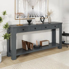 Consolle marrone chiaro/blu scuro/bianco antico con 4 cassetti e ripiano inferiore
