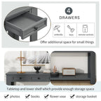 Consolle marrone chiaro/blu scuro/bianco antico con 4 cassetti e ripiano inferiore