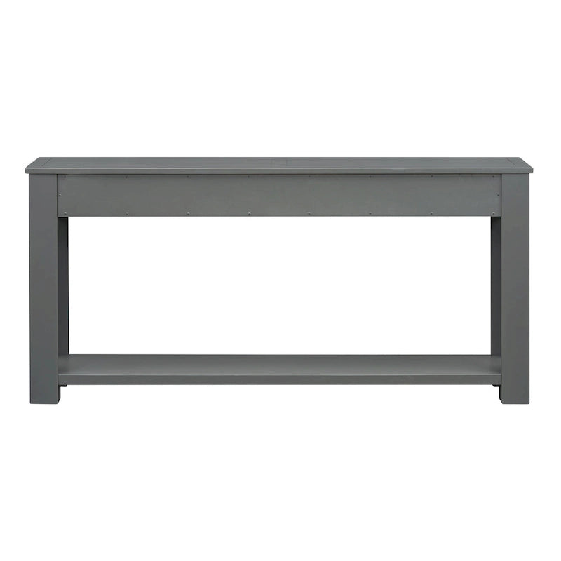 Consolle marrone chiaro/blu scuro/bianco antico con 4 cassetti e ripiano inferiore