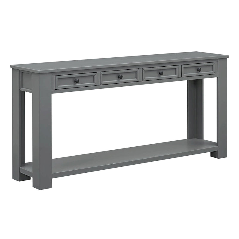 Consolle marrone chiaro/blu scuro/bianco antico con 4 cassetti e ripiano inferiore
