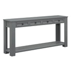 Consolle marrone chiaro/blu scuro/bianco antico con 4 cassetti e ripiano inferiore