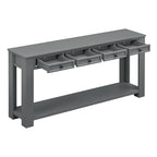 Consolle marrone chiaro/blu scuro/bianco antico con 4 cassetti e ripiano inferiore