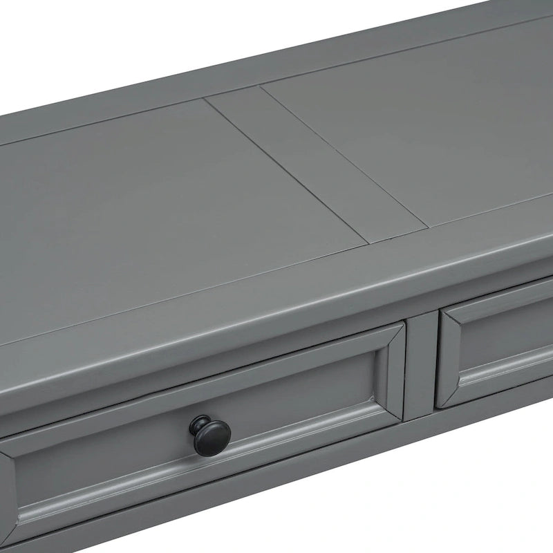 Consolle marrone chiaro/blu scuro/bianco antico con 4 cassetti e ripiano inferiore