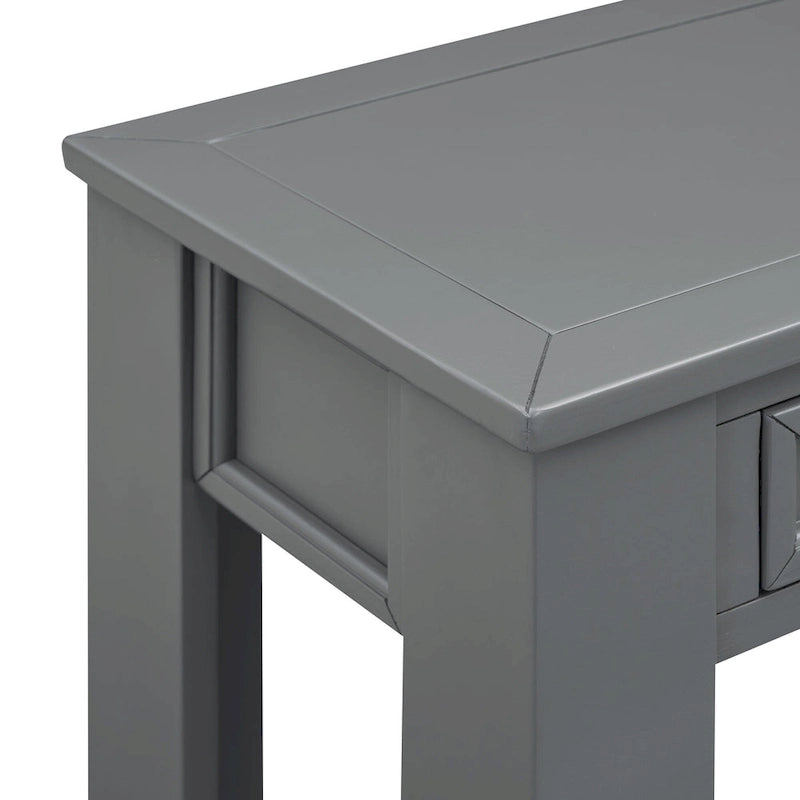 Consolle marrone chiaro/blu scuro/bianco antico con 4 cassetti e ripiano inferiore