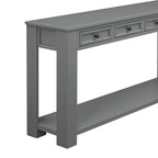 Consolle marrone chiaro/blu scuro/bianco antico con 4 cassetti e ripiano inferiore