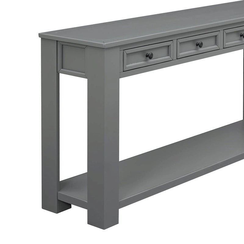 Consolle marrone chiaro/blu scuro/bianco antico con 4 cassetti e ripiano inferiore