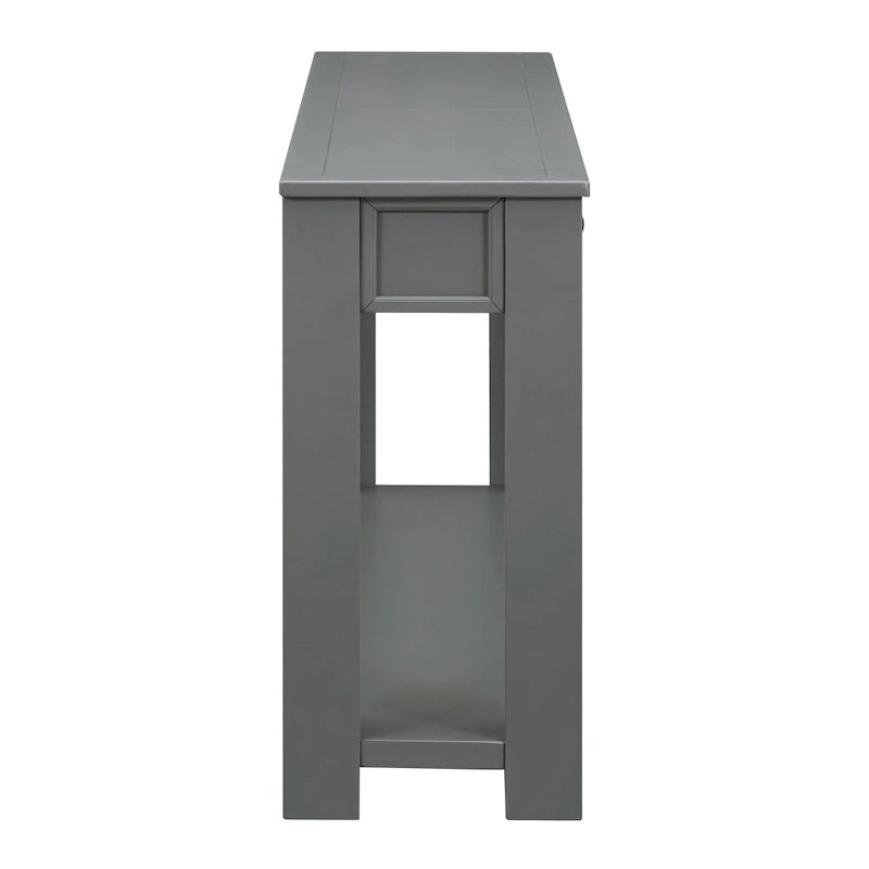 Consolle marrone chiaro/blu scuro/bianco antico con 4 cassetti e ripiano inferiore